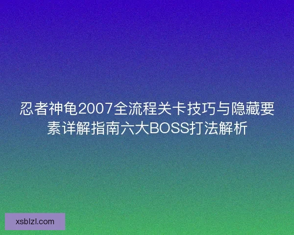 忍者神龟2007全流程关卡技巧与隐藏要素详解指南六大BOSS打法解析