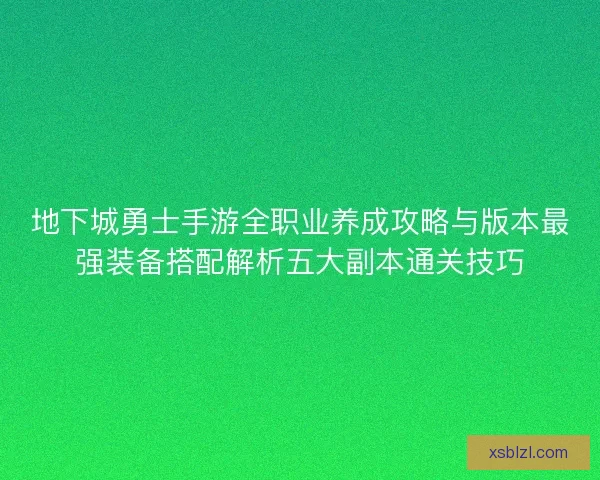地下城勇士手游全职业养成攻略与版本最强装备搭配解析五大副本通关技巧