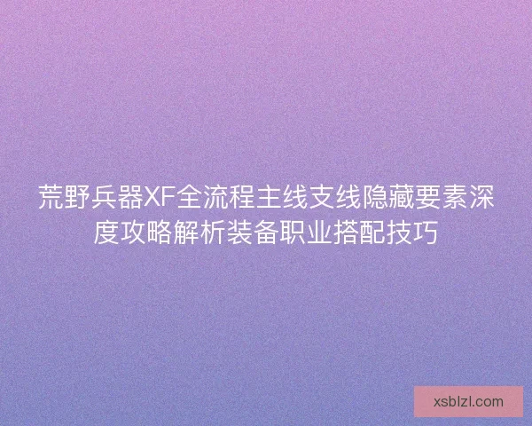 荒野兵器XF全流程主线支线隐藏要素深度攻略解析装备职业搭配技巧